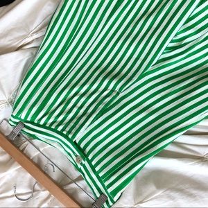 Anthropologie Green Striped Wide Leg Pants